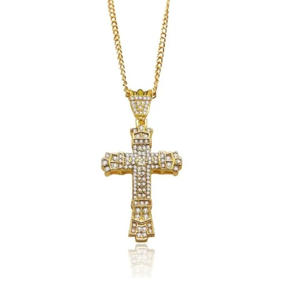 New Gold Plated Cross Pendant with Chain - Picture 5 of 5